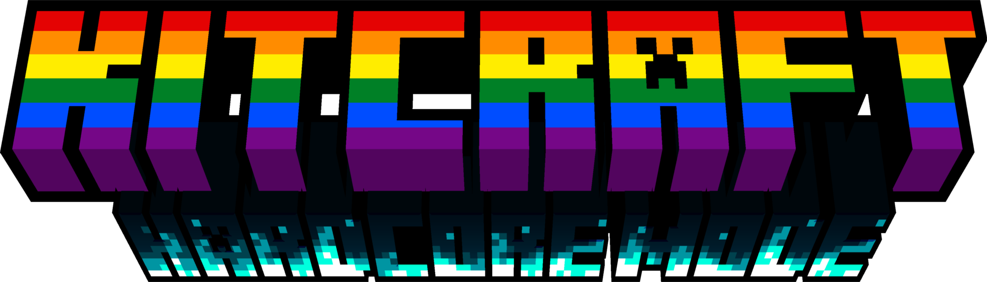 Text in the style of the Minecraft fonts, reading Kitcraft with smaller text reading Hardcore Mode underneath